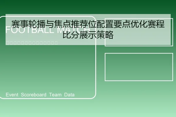 赛事轮播与焦点推荐位配置要点优化赛程比分展示策略